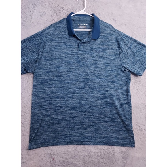 Under Armour Performance Polo Mens 2XL XXL Heather Blue Stretch Activewear Golf - Picture 2 of 9